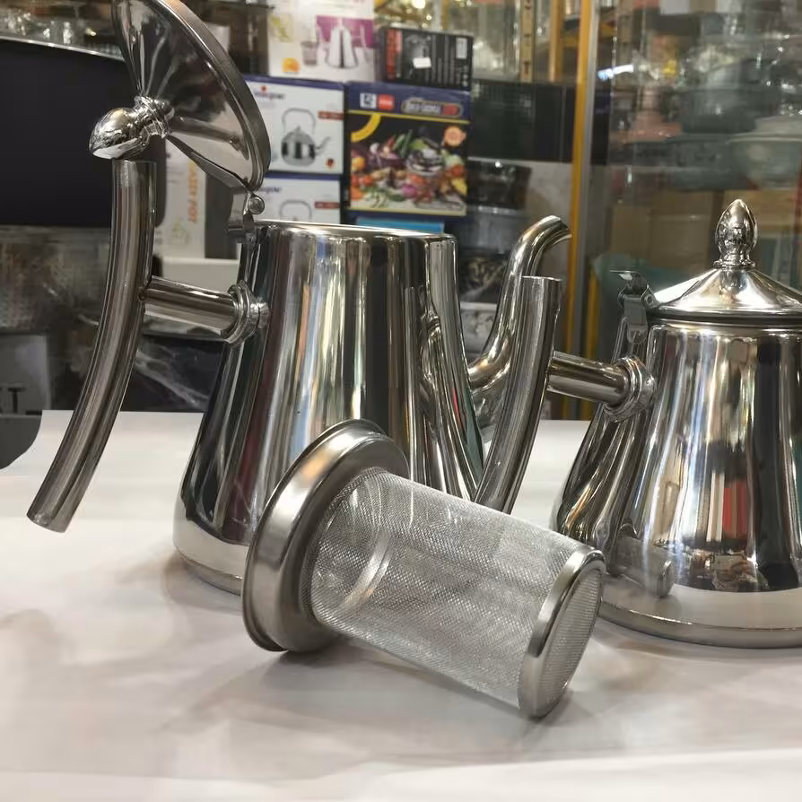 کتری یک لیتری عربی استیل به همراه  توری ، مارک چین 