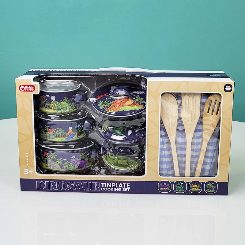 ست دیگ و قابلمه اسباب بازی فلزی طرح دایناسور مدل KL2295