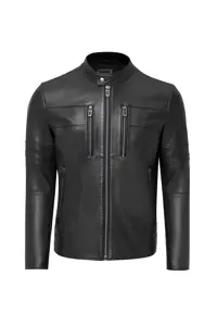 کت مشکی مردانه ژاکت چرمی هوارد Derimod
