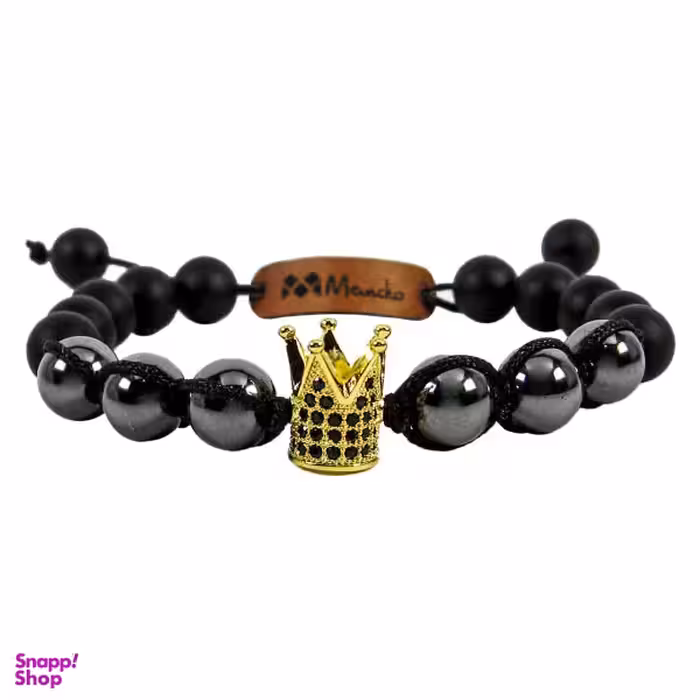 دستبند سنگ طبیعی مانچو طرح تاج سواروسکی مدل bf564n