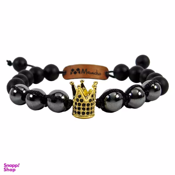 دستبند سنگ طبیعی مانچو طرح تاج سواروسکی مدل bf564n