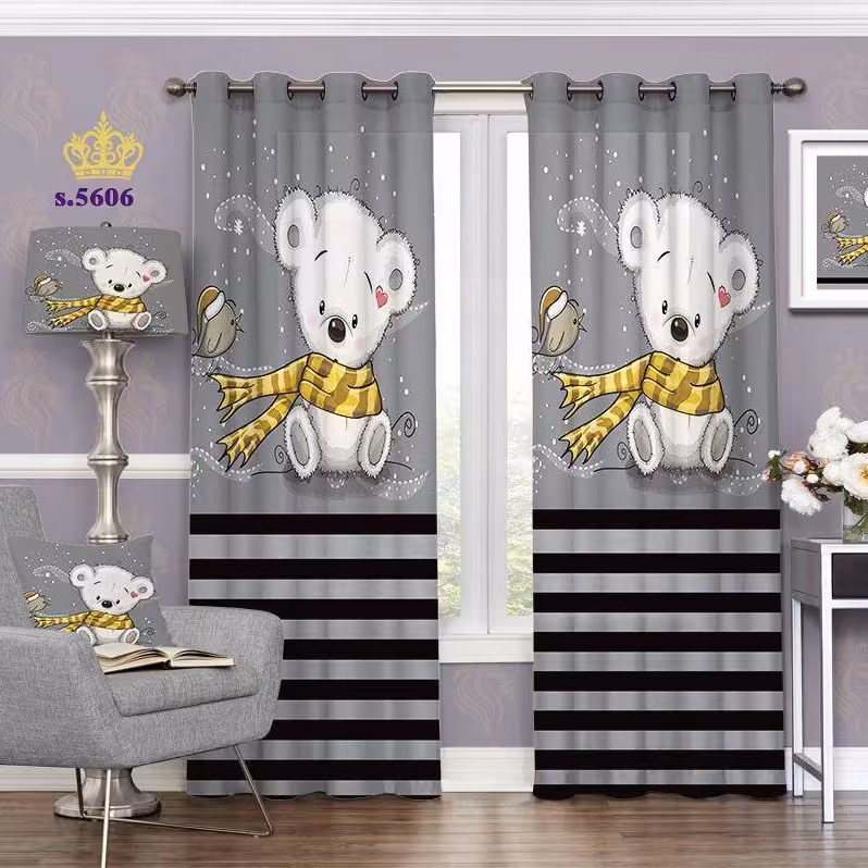 پرده اتاق خواب کودک دو قواره طرح کارتونی کد S5606