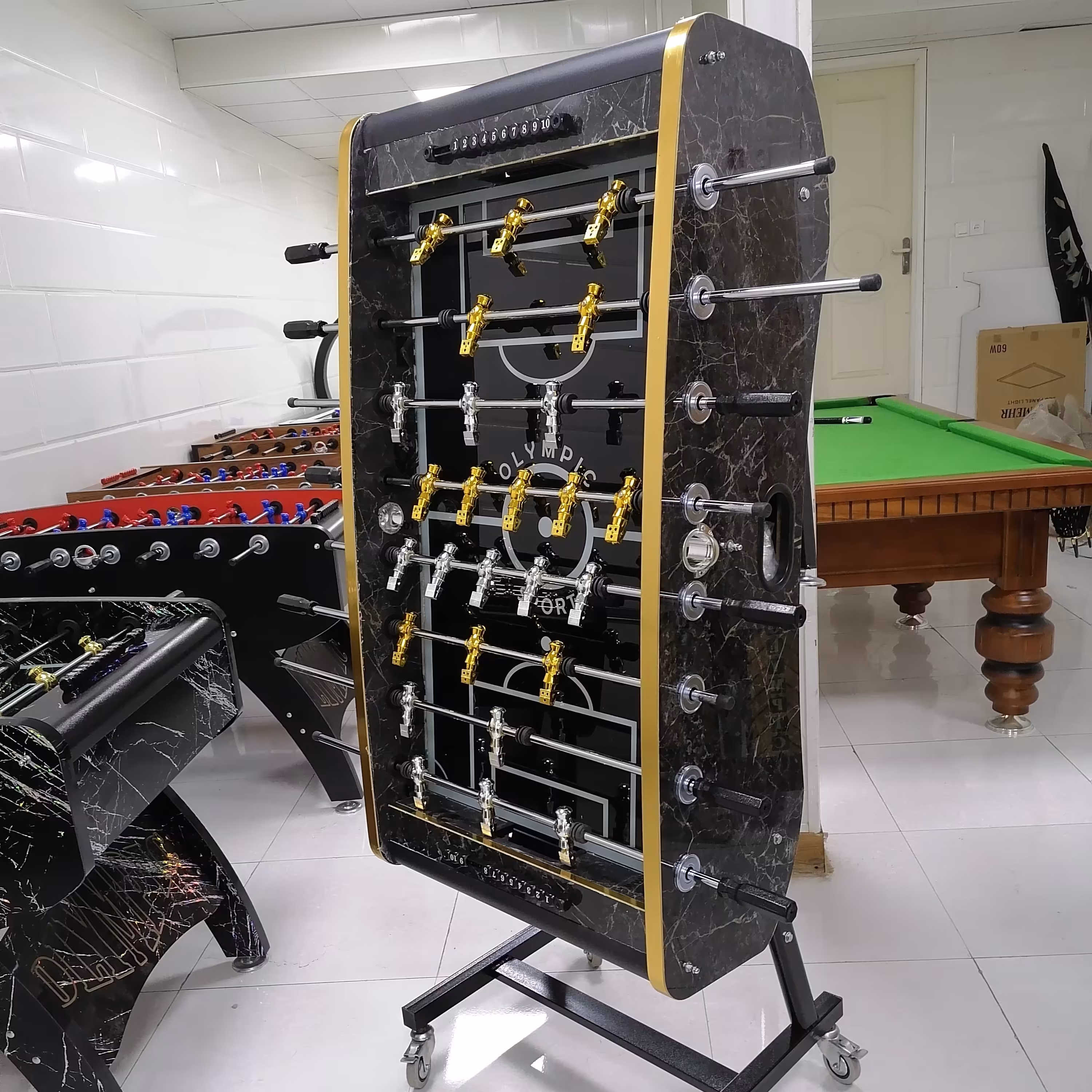 فوتبال دستی تاشو S12 گرانیت ورق ترک هایگلاس کف شیشه سکوریت آدمک طلایی نقره واشر بلبرینگی 