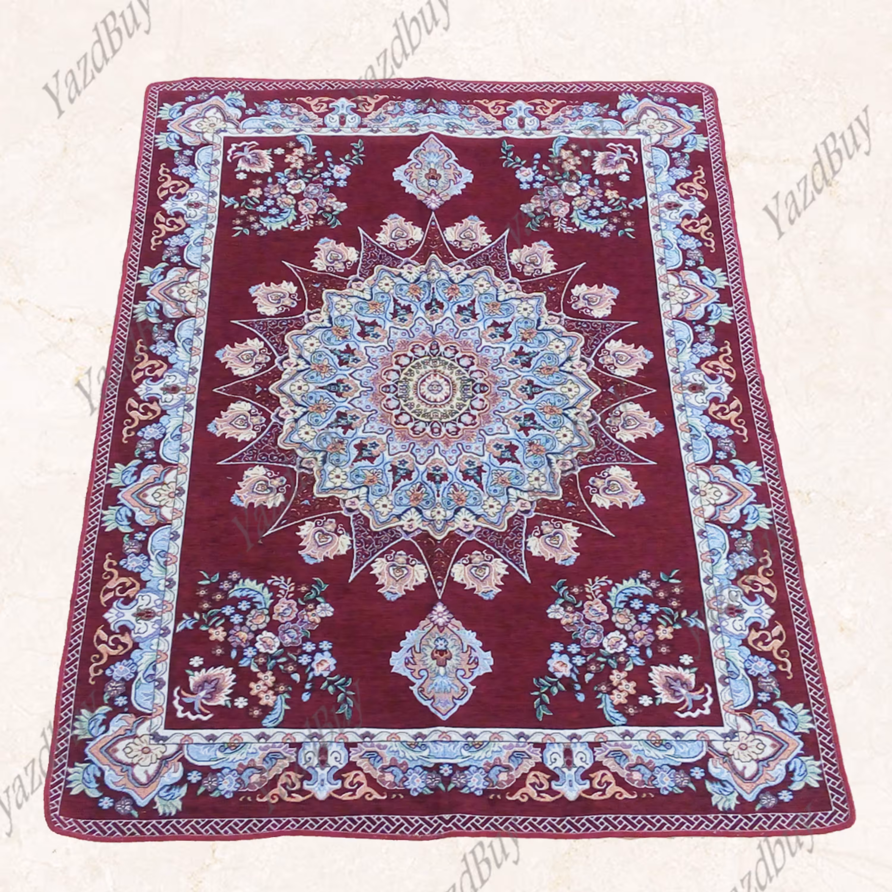 روفرشی 3 متری مخمل زرک دار خورشیدی (زرشکی)