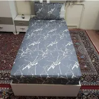 ملحفه تشک کشداریک نفره 2تکه مرمر به همراه یک عدد روی بالش
