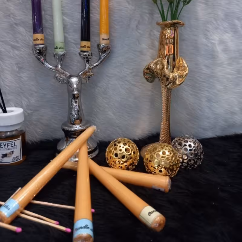 شمع قلمی 20 سانتی طلایی