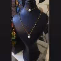 ست استیل گردنبند و دستبند تک مروارید متوسط