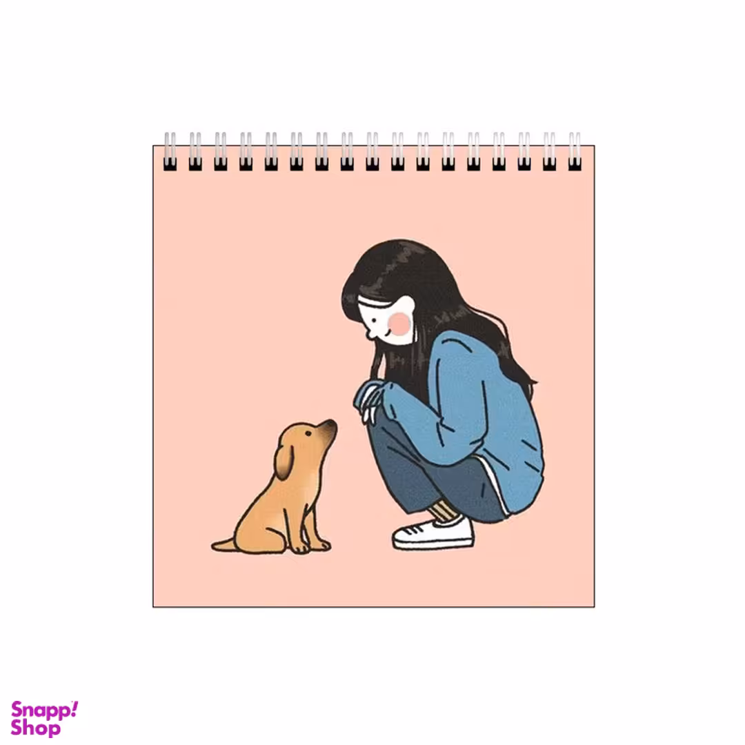 دفتر طراحی بامبیلیپ طرح دختر و هاپو نشسته کد 6695148