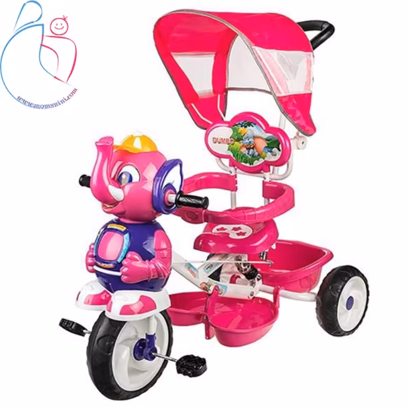 سه چرخه بیبی لند Baby Land مدل Elephent رنگ صورتی مامز نینی