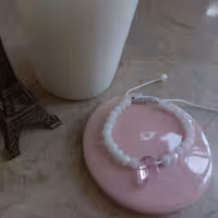 دستبند سنگ اصل تنظیم سایز (گره کشویی ) رنگ صورتی  