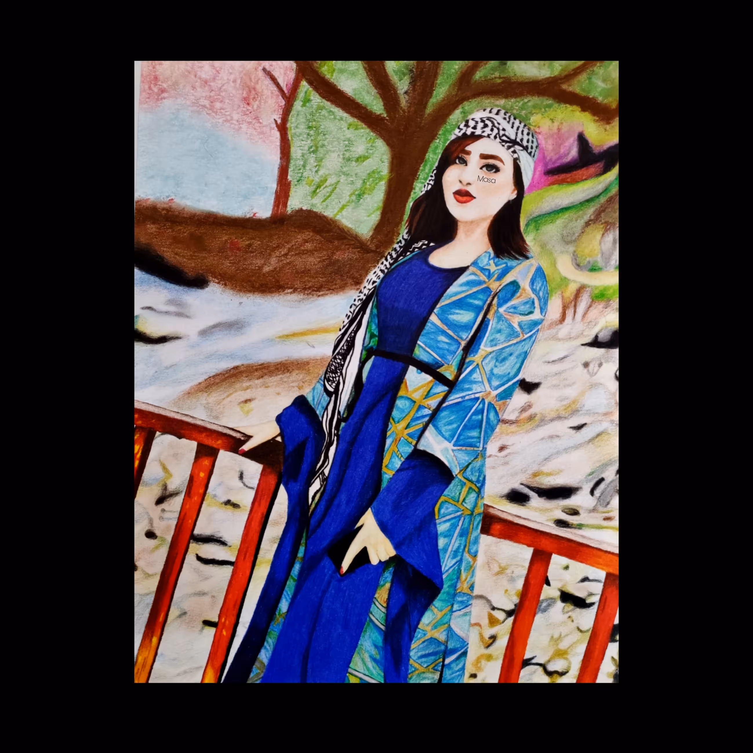 نقاشی مداد رنگی سفارش چهره