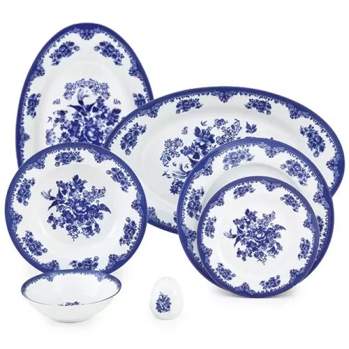 28 پارچه چینی زرین فلورانس سرمه ای گرد شش نفره درجه 1 ارسال رایگان ( دایره - غذاخوری )