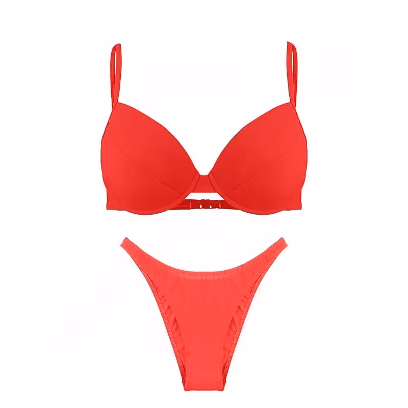 مایو شنا زنانه دوتکه بیکینی فنردار IS مدل  MODA ITALIA001   گلبهی L