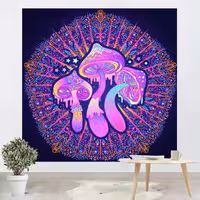 پوستر پارچه ای پرینتینگ لند طرح بکدراپ قارچ کد A15