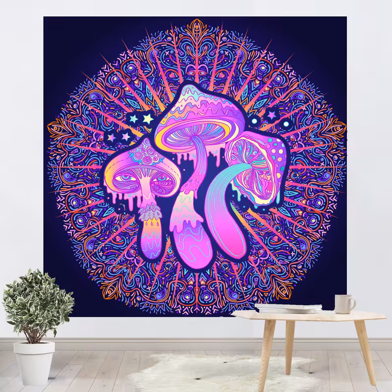 پوستر پارچه ای پرینتینگ لند طرح بکدراپ قارچ کد A15