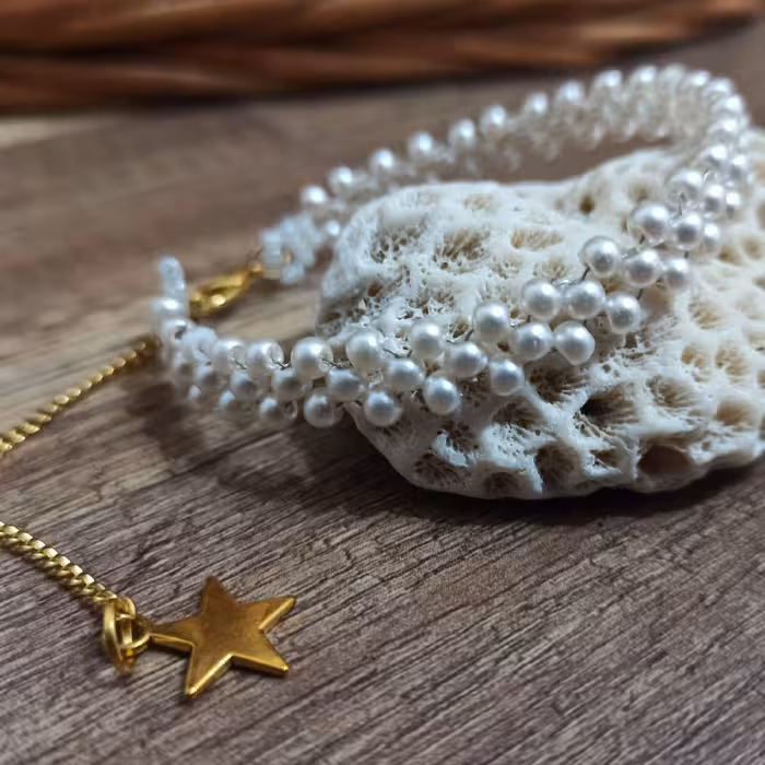 دستبند مروارید شیک بافت