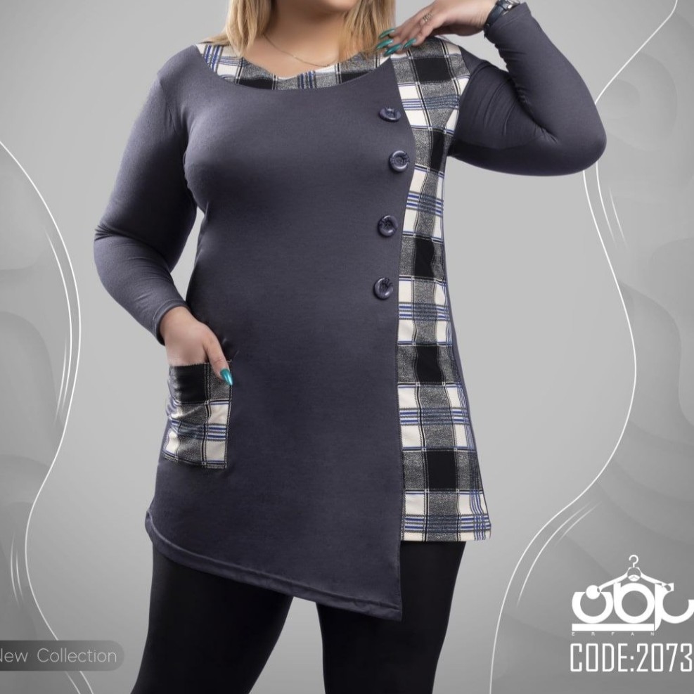 تونیک بلندزنانه سایزبزرگ مدل داراستین بلندتک رنگ وتک سایز