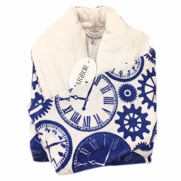 حوله پالتویی ماریبور طرح ساعت سرمه ای سایز 115