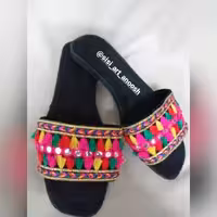 دمپایی آینه کاری مشکی رنگی رنگی