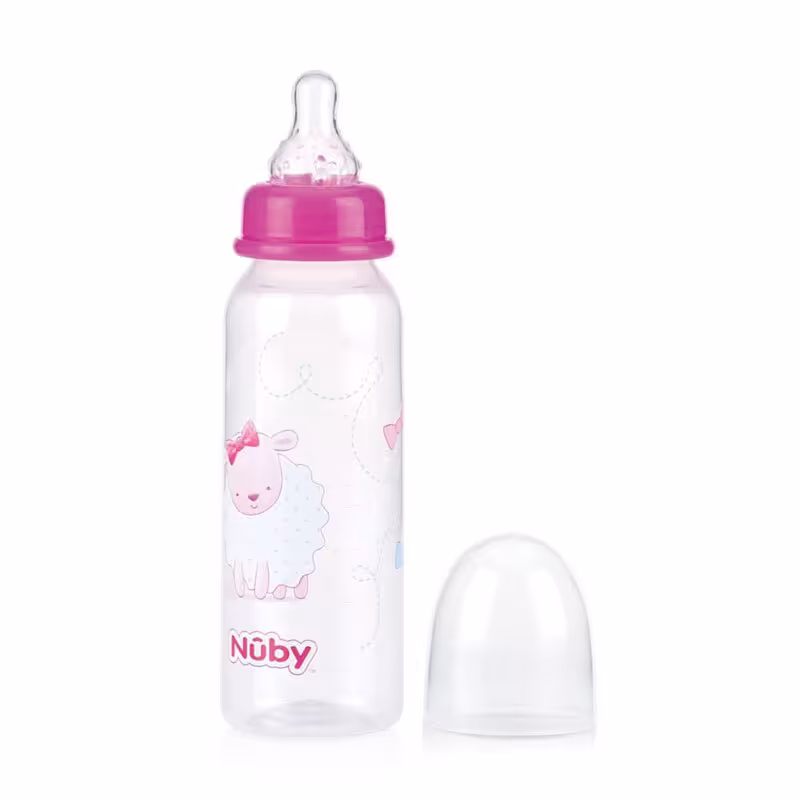 شیشه شیر  240ml صورتی طرح گوسفند nuby 1486