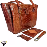 ست کیف دستی و جاکارتی و دو عدد جاکلیدی چرم طبیعی کد 147