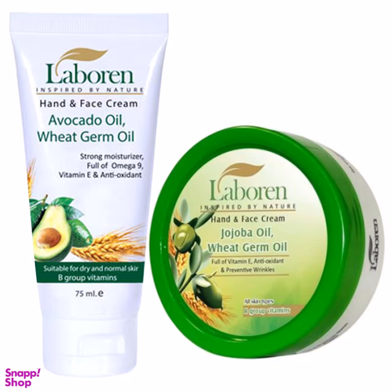 بسته کرم مرطوب کننده لابورن (laboren) مدل Jojoba و Avacado بسته 2 عددی حجم 250 میلی‌لیتر