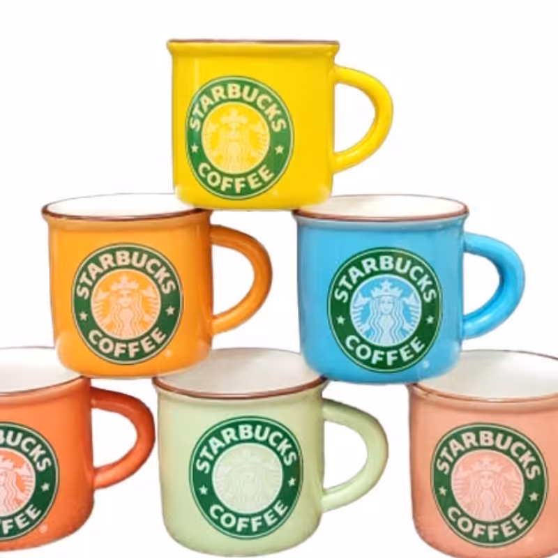 قهوه خوری شش عددی سرامیکی رنگی ساخت چین مقاوم      