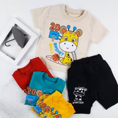 تیشرت شلوارک پسرانه زرافه کد 9230