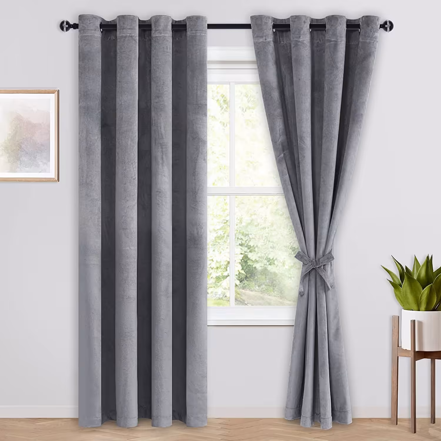 پرده مخمل کالیفرنیا رنگ طوسی فیلی روشن