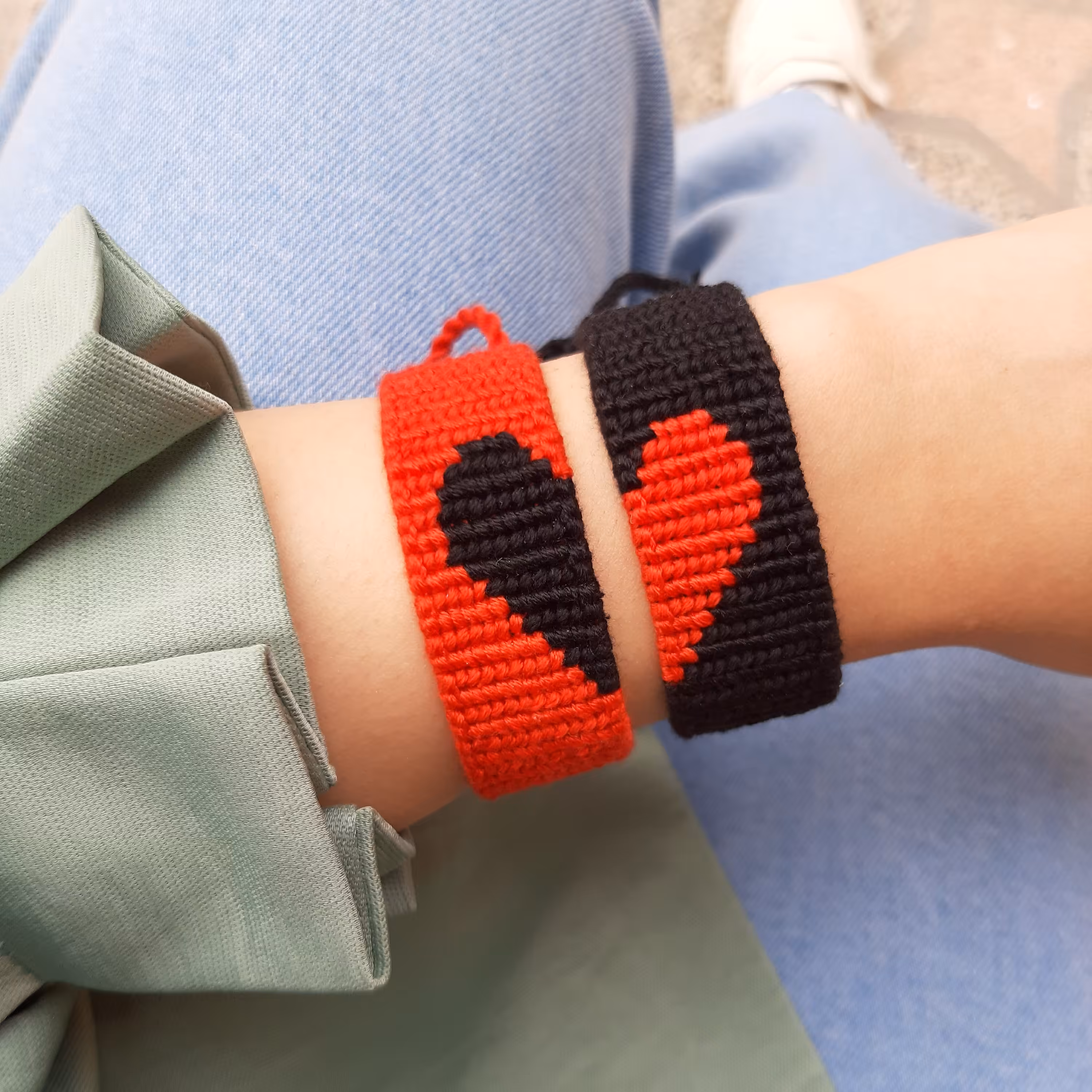 ست دستبند بافت قلب