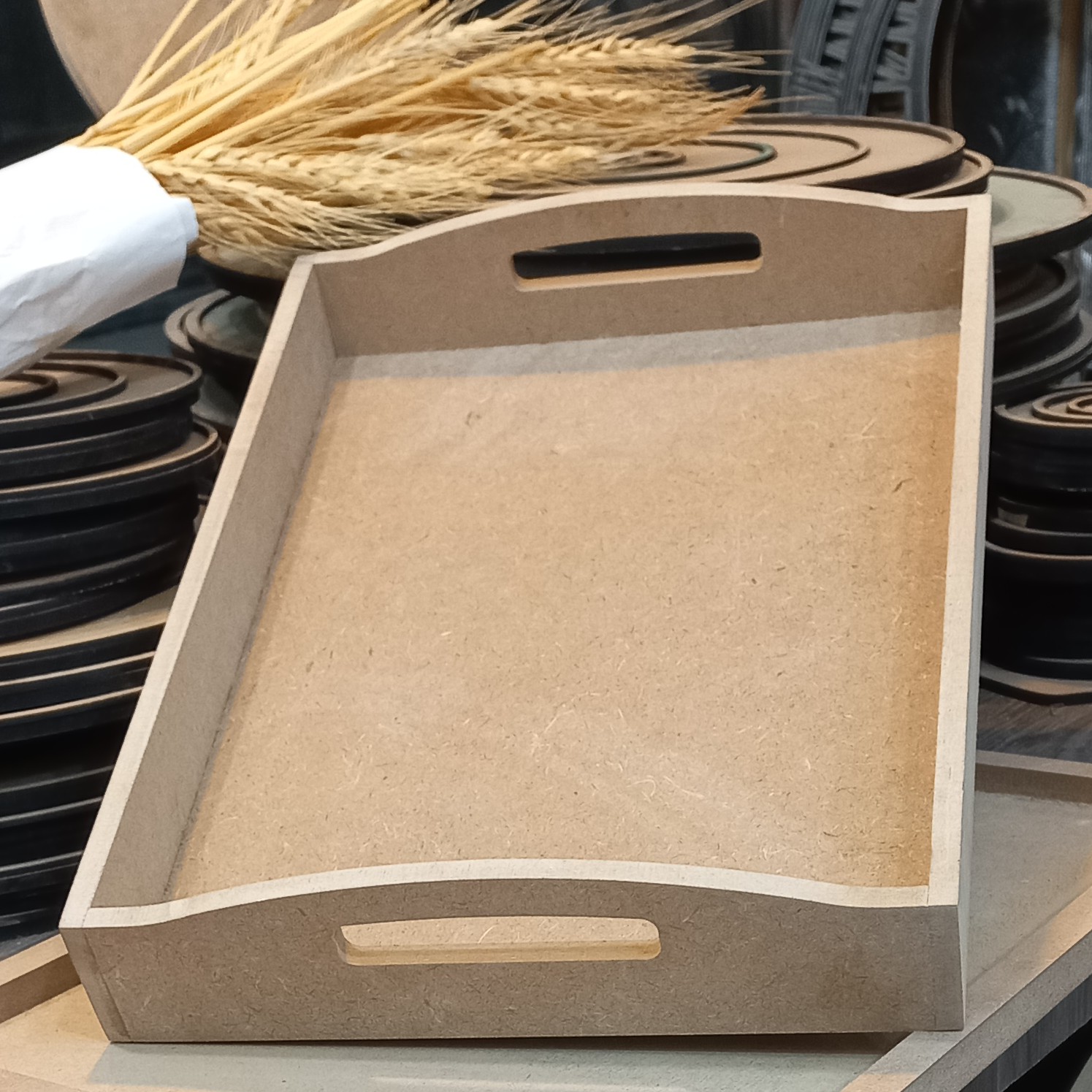 سینی لبه دار بلند MDF خام
