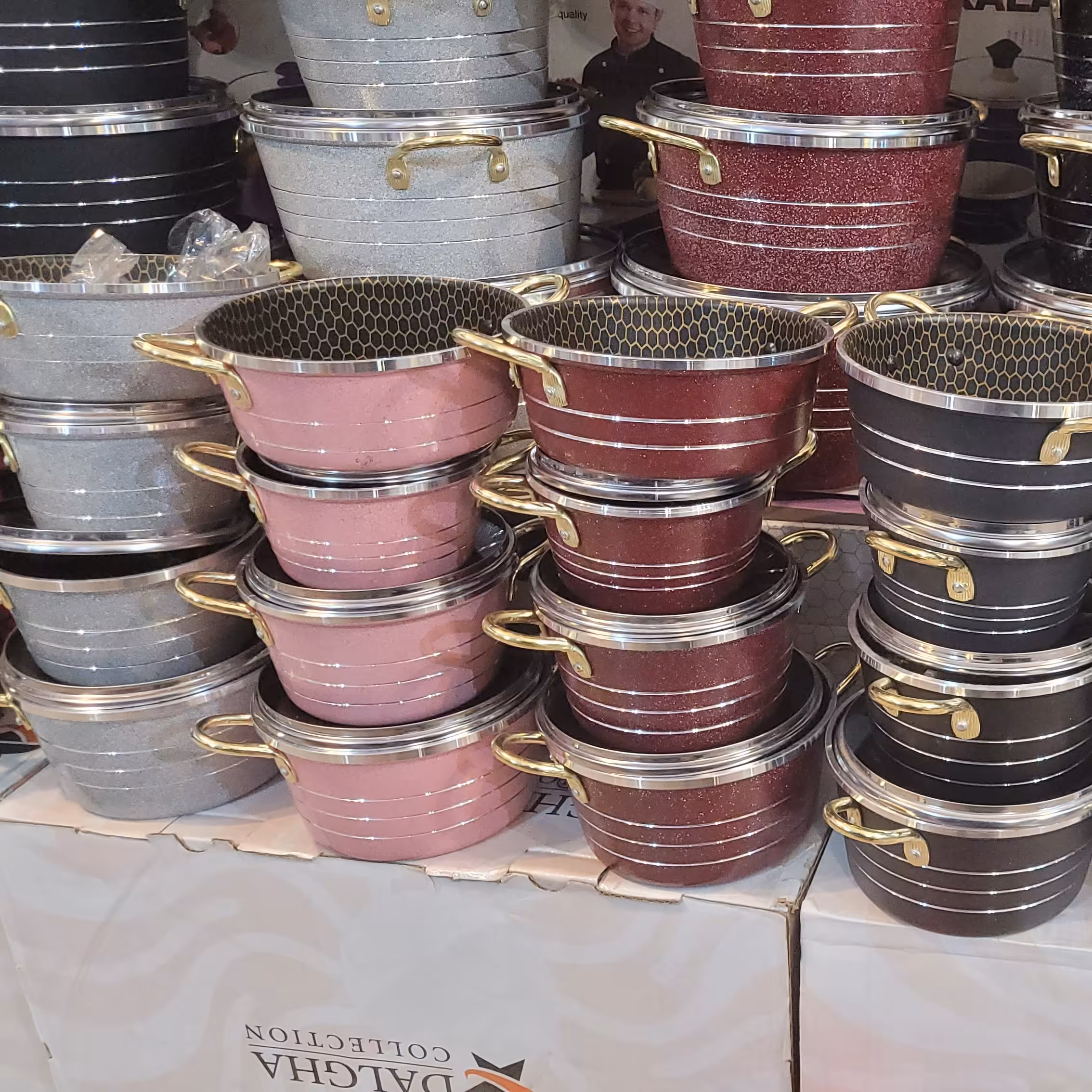 سرویس قابلمه و تابه #گرانیتی #دانشجویی #زنبوری #دسته طلایی