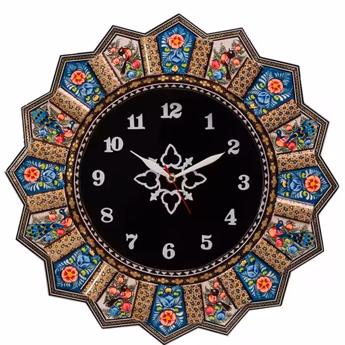 ساعت دیواری خاتم کاری مدل خورشیدی قطر  42 سانت