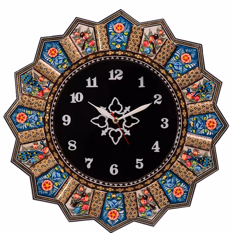 ساعت دیواری خاتم کاری مدل خورشیدی قطر  42 سانت