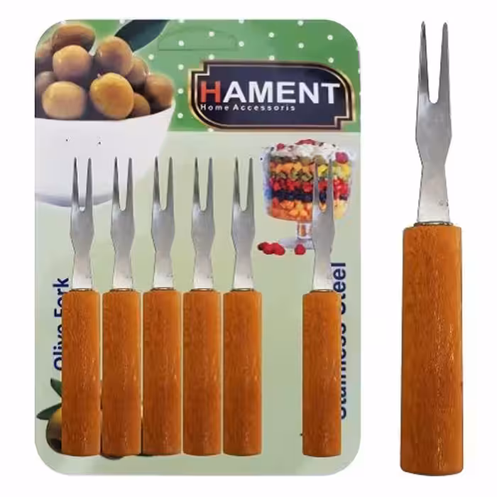 چنگال خرما و زیتون خوری حامنت بسته 6 عددی