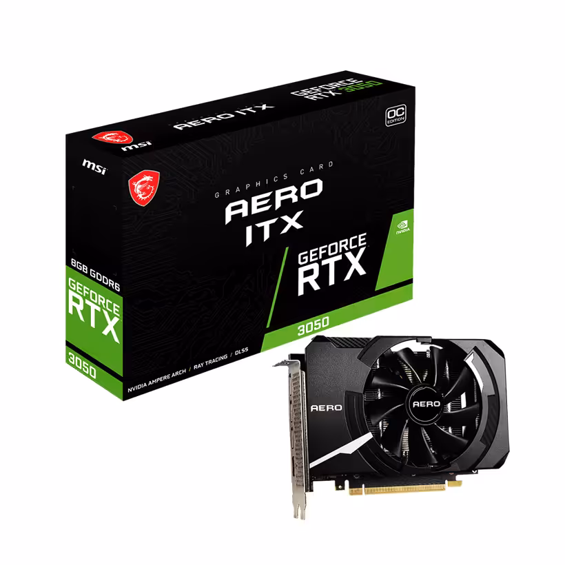 خرید کارت گرافیک ام اس آی GeForce RTX 3050 AERO ITX 8G OC با بهترین قیمت