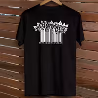 تیشرت مشکی نخ پنبه با طرح بارکد