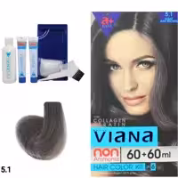 کیت رنگ موی بدون آمونیاک ویاناVIANA قهوه ایی خاکستری روشن نتیجه در 15 دقیقه