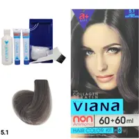 کیت رنگ موی بدون آمونیاک ویاناVIANA قهوه ایی خاکستری روشن نتیجه در 15 دقیقه