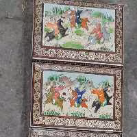 جعبه جواهرات خاتم کاری با نقاشی شکار  و...