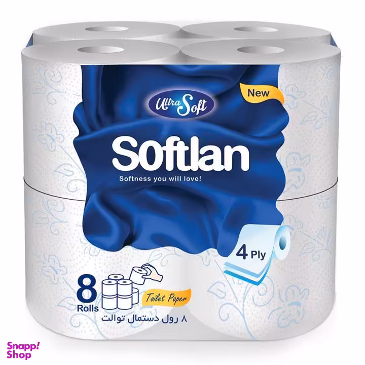 دستمال توالت سافتلن بسته 8 عددی