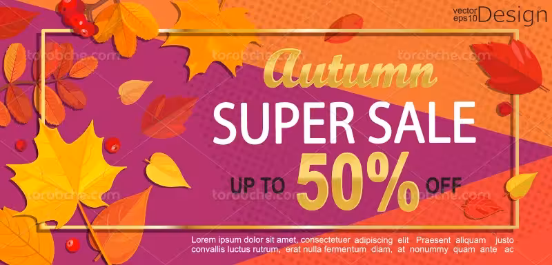 وکتور بنر فروش ویژه پاییزه رنگی | گرافیک با طعم تربچه