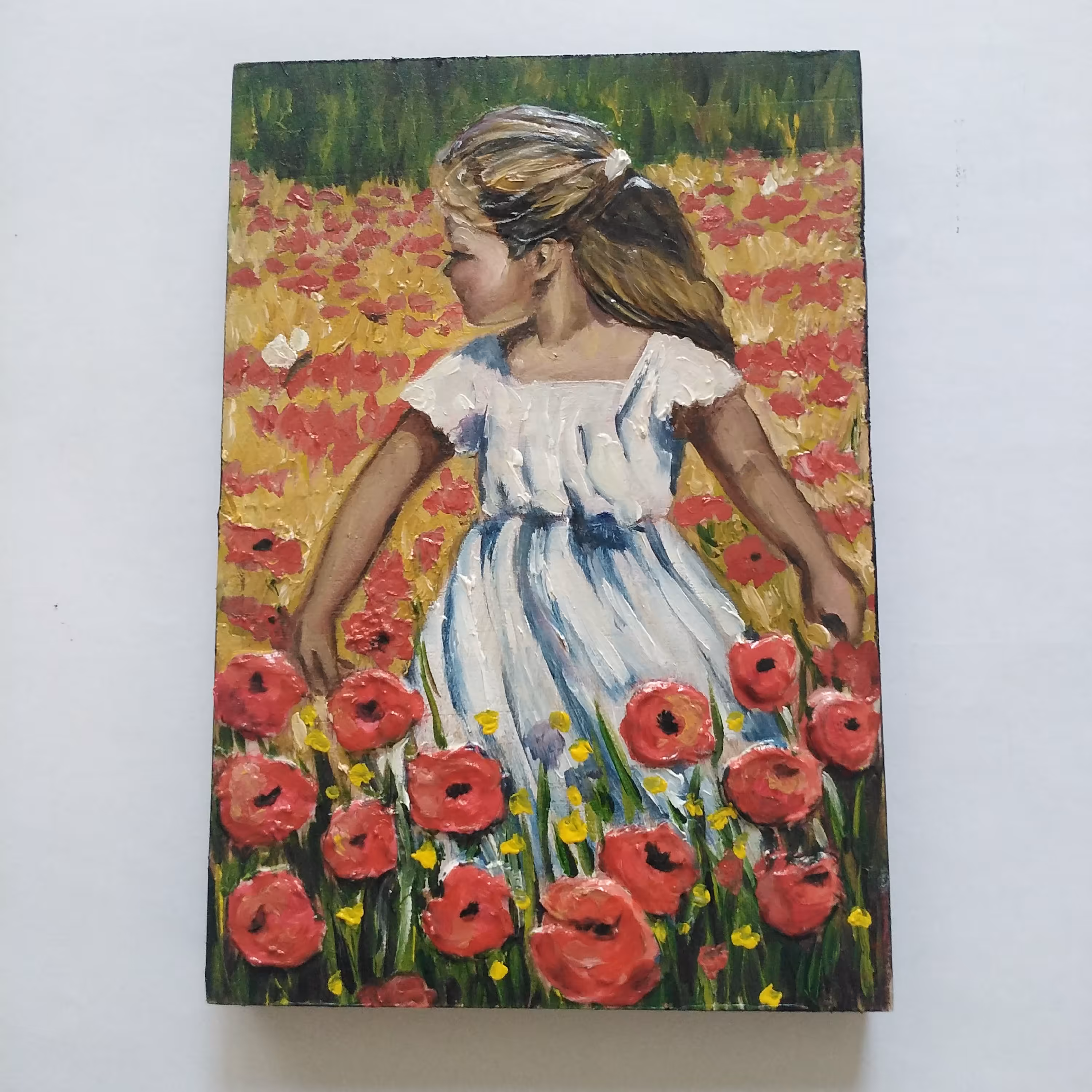 مینی تابلوی رنگ روغن با طرحی برجسته کار شده روی شاسی در اندازه 13در15