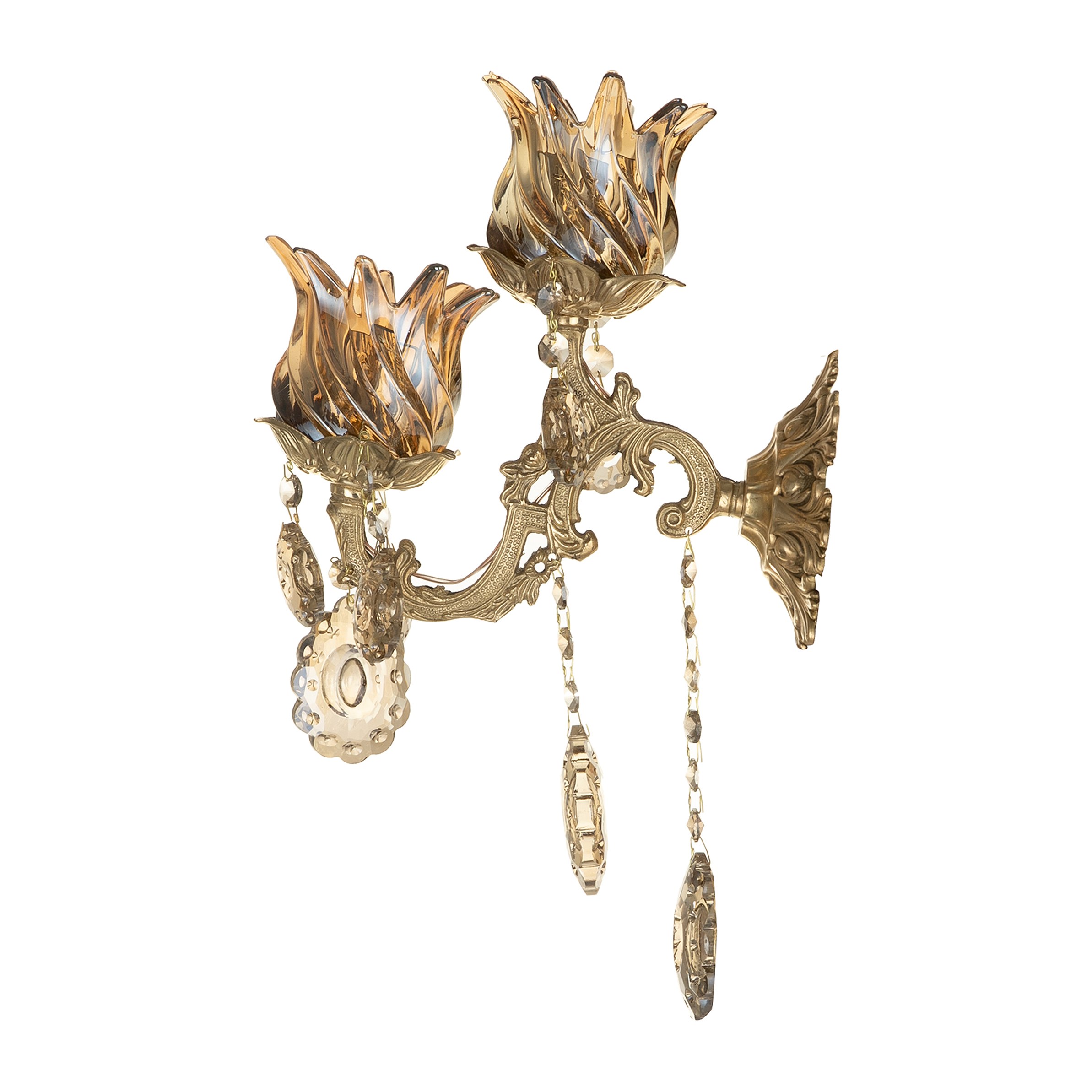 دیوارکوب دو شعله  کلاسیک  شاهان کد 3013  جنس برنز گارانتی 3 ساله 