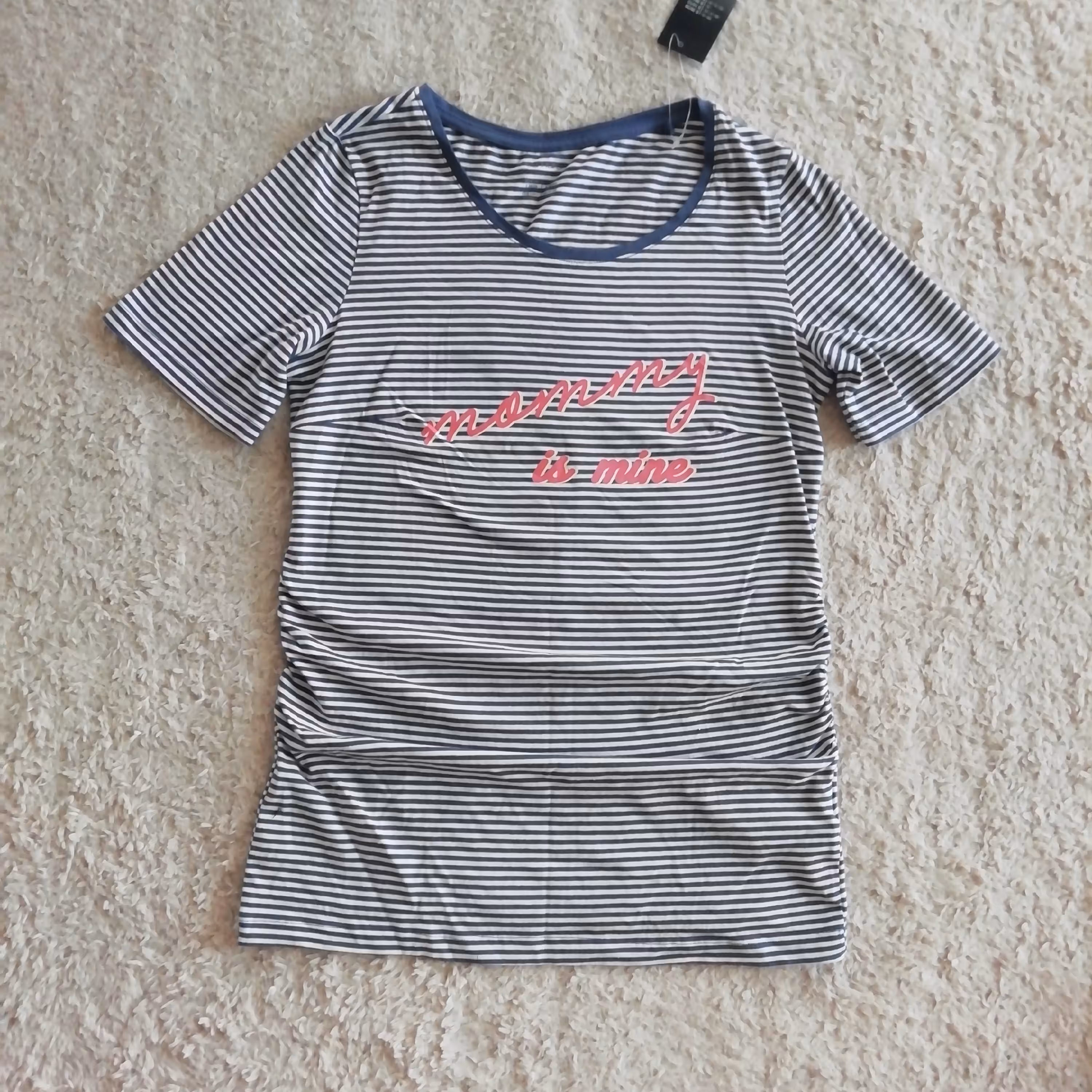 بلوز آستین کوتاه حاملگی راه راه سفید آبی، سایز 36-38، برند اسمارا