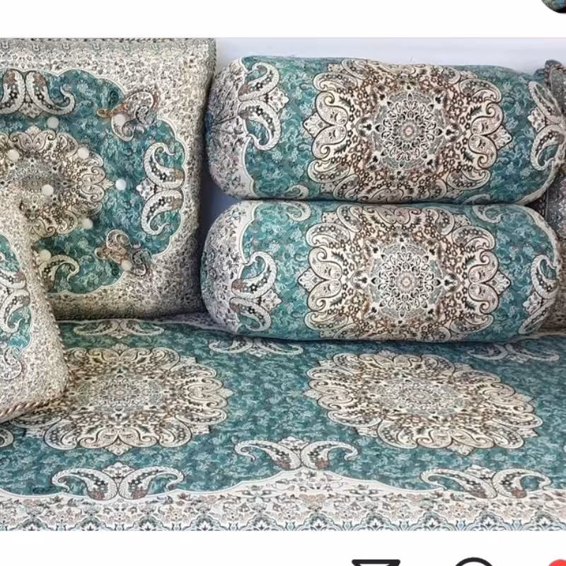 سرویس شاه نشین ترمه 7 تکه طرح ترنج رنگ سبز 