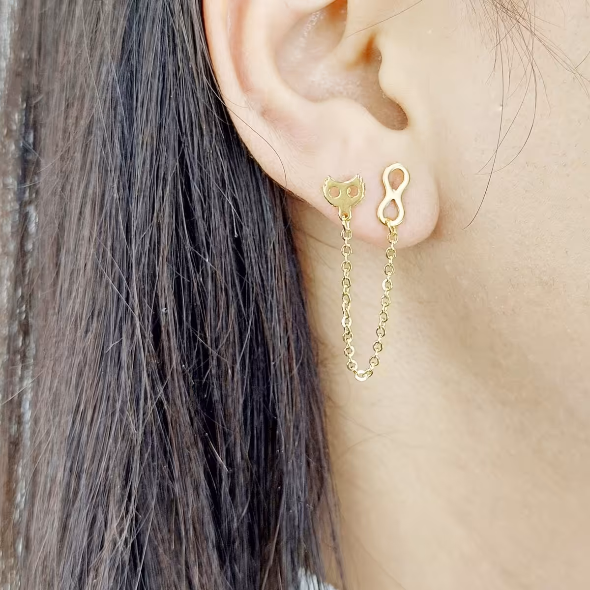 گوشواره بینهایت استیل بخیه ای کد 10485