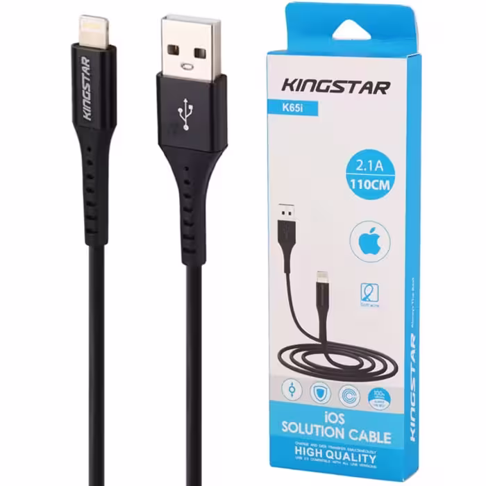 کابل تبدیل USB به لایتنینگ کینگ استار مدل K65i طول 110 سانتی متر