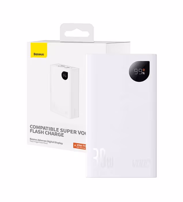 قیمت پاوربانک باسئوس مدل Adaman2 PPAD0801 Super VOOC ظرفیت 20000 میلی آمپر ساعت