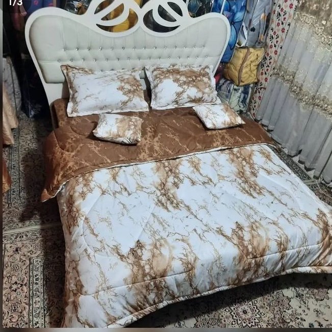 روتختی دونفره دورو جنس عالی 6 تیکه طرح ماربل شکلاتی